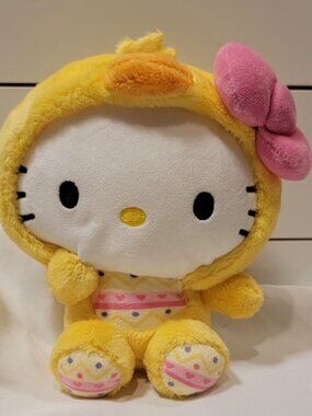 Hello Kitty Yellow Chick Easter Plush 2025 Sanrio Pink Bow